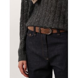 Leather belt with monili detail