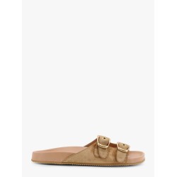 Polly suede sandals with gold metal buckles