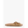 Polly suede sandals with gold metal buckles