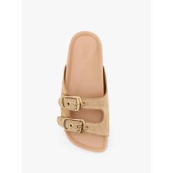 Polly suede sandals with gold metal buckles