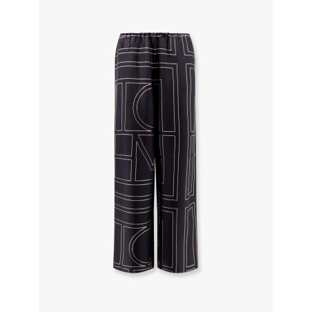Silk pajamas trouser with Monogram embroidery