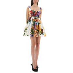 BOUQUET PRINT POPLIN DRESS