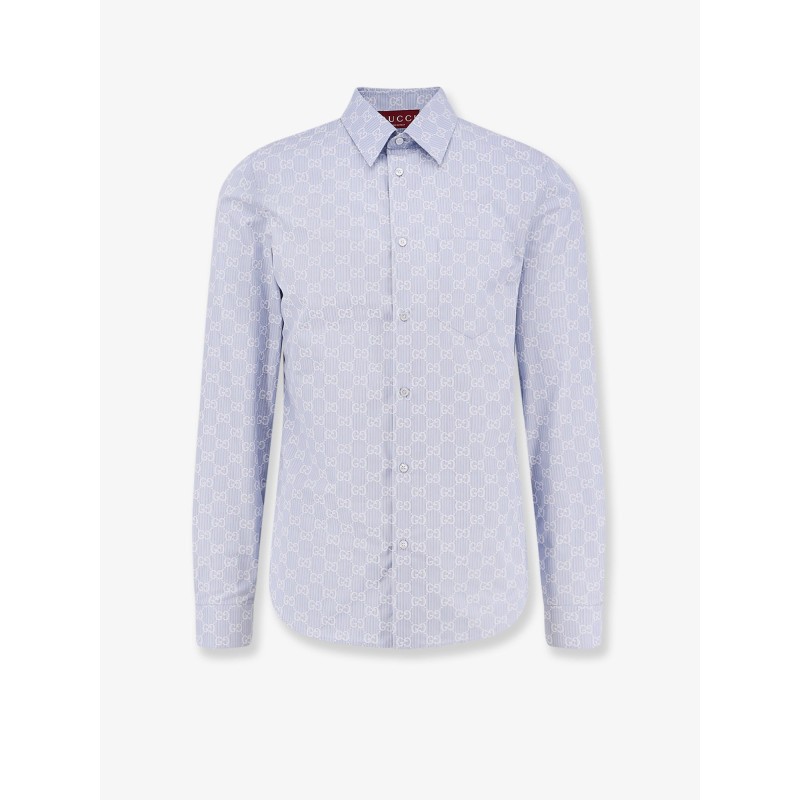 Cotton and silk shirt with all-over GG logo