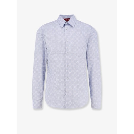 Cotton and silk shirt with all-over GG logo