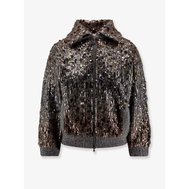 Mohair cardigan with all-over sequins