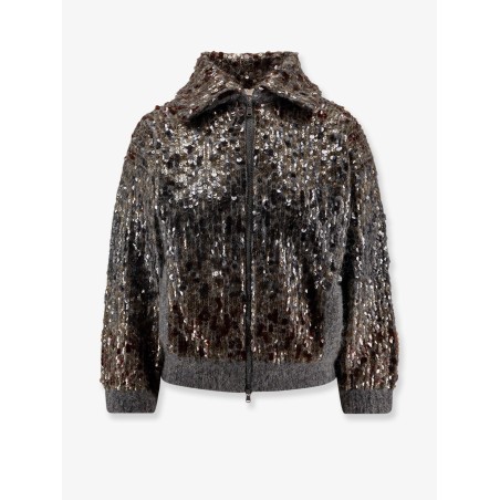 Mohair cardigan with all-over sequins