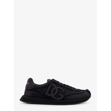 Low-top nylon sneakers with leather inserts