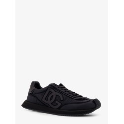 Low-top nylon sneakers with leather inserts