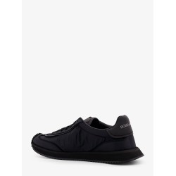 Low-top nylon sneakers with leather inserts