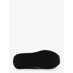 Low-top nylon sneakers with leather inserts