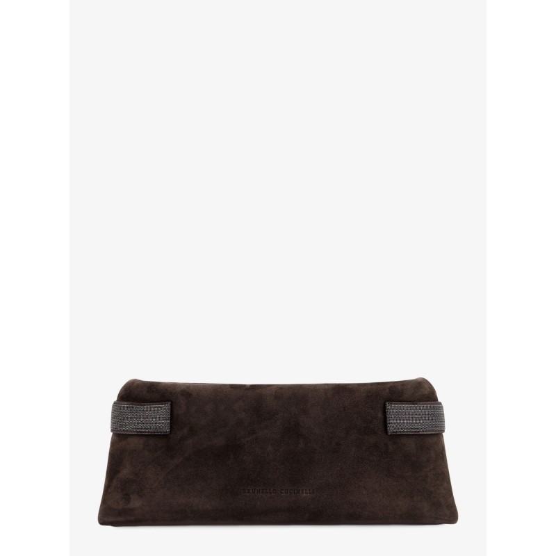 Suede pochette with Monili detail