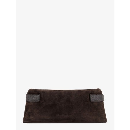 Suede pochette with Monili detail