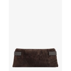Suede pochette with Monili detail