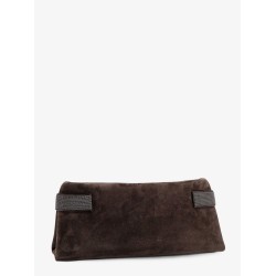 Suede pochette with Monili detail