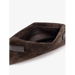 Suede pochette with Monili detail