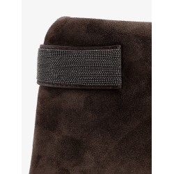 Suede pochette with Monili detail
