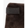 Suede pochette with Monili detail