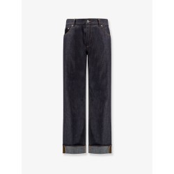Indigo wide leg jeans with turn ups