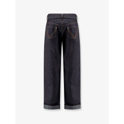 Indigo wide leg jeans with turn ups