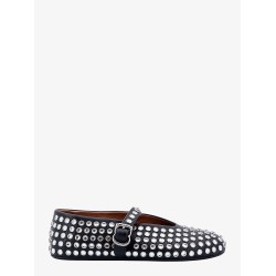 Leather Ballerinas Strap with rhinestones