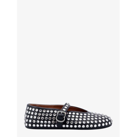 Leather Ballerinas Strap with rhinestones