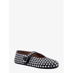 Leather Ballerinas Strap with rhinestones