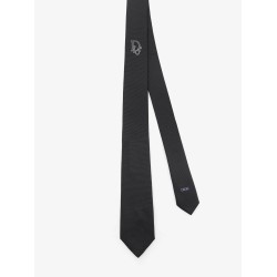 Silk tie with Dior Oblique logo embroidery