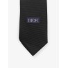 Silk tie with Dior Oblique logo embroidery