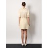 Short crepe couture dress with silk jaquard toute la v top with ruffle detail