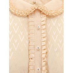 Short crepe couture dress with silk jaquard toute la v top with ruffle detail