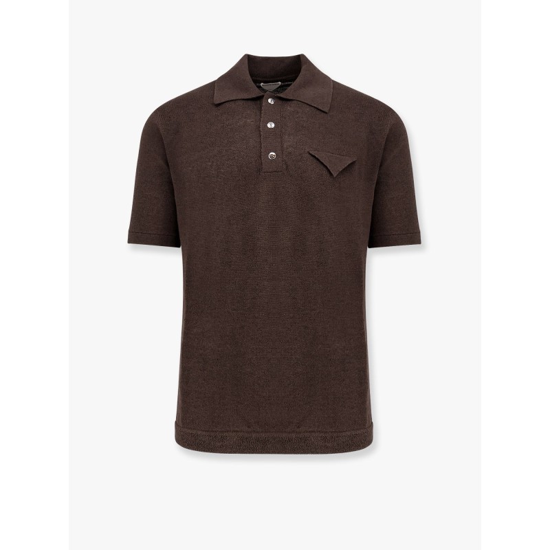 Light linen and cotton polo shirt with triangle detail