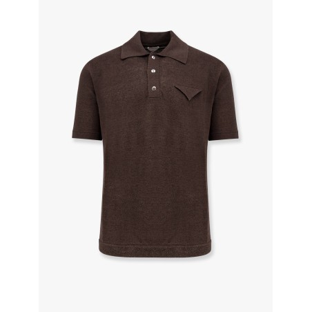 Light linen and cotton polo shirt with triangle detail