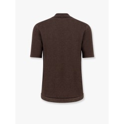 Light linen and cotton polo shirt with triangle detail