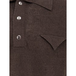 Light linen and cotton polo shirt with triangle detail