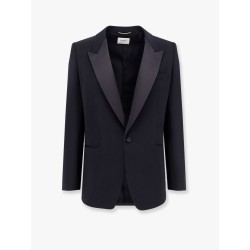Certified wool blazer with satin lapel
