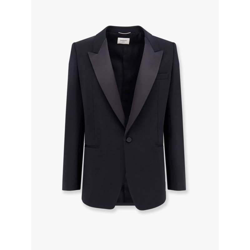 Certified wool blazer with satin lapel