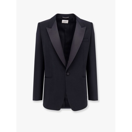 Certified wool blazer with satin lapel