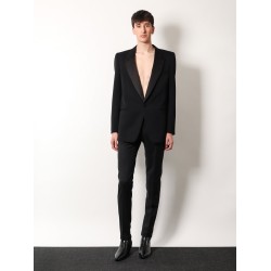 Certified wool blazer with satin lapel
