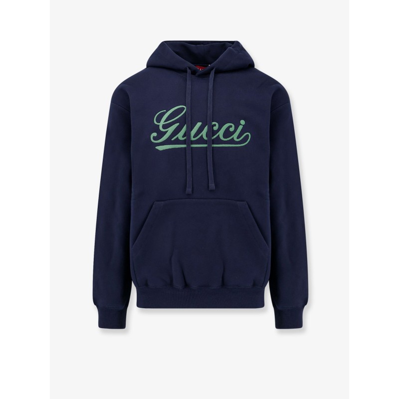 Cotton sweatshirt with gucci embroidery on the front