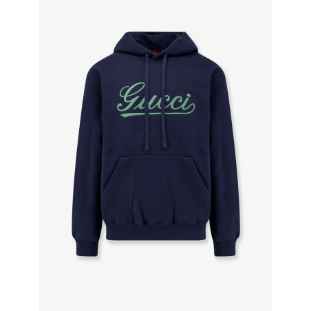 Cotton sweatshirt with gucci embroidery on the front