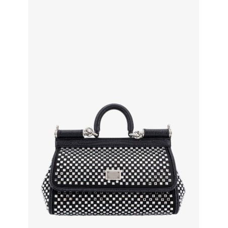 Satin handbag with all-over rhinestones