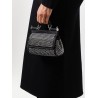 Satin handbag with all-over rhinestones