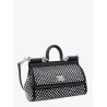 Satin handbag with all-over rhinestones