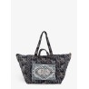 Cotton shoulder bag with floral print
