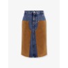 Denim skirt with suede inserts