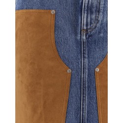 Denim skirt with suede inserts