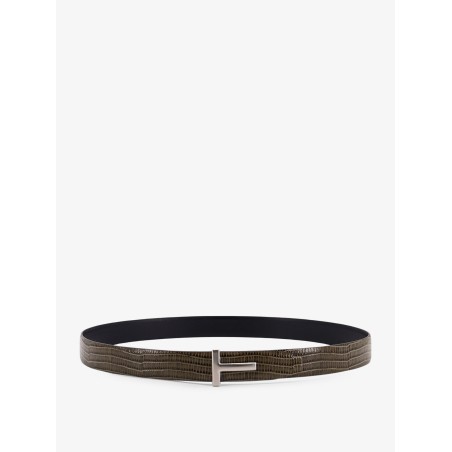 Leather belt with croco effect