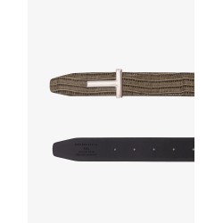 Leather belt with croco effect