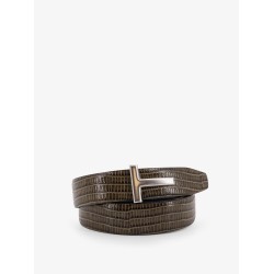 Leather belt with croco effect