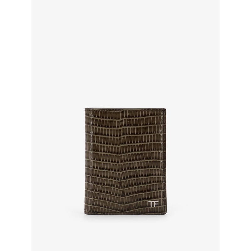 Leather cardholder with croco effect